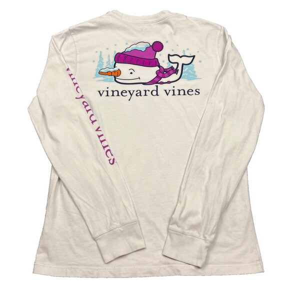Vineyard Vines Whale Cap Scarf Winter T Shirt Youth Medium Long Sleev Pocket Tee - Picture 1 of 10